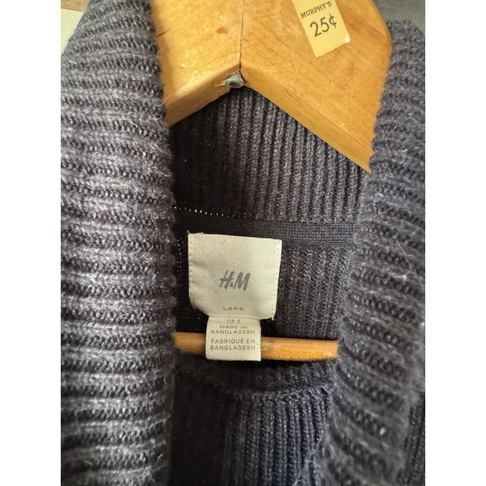 H&M LOGG Ribbed Turtleneck Sweater Black 100% Cotton Minimalist Men's Small